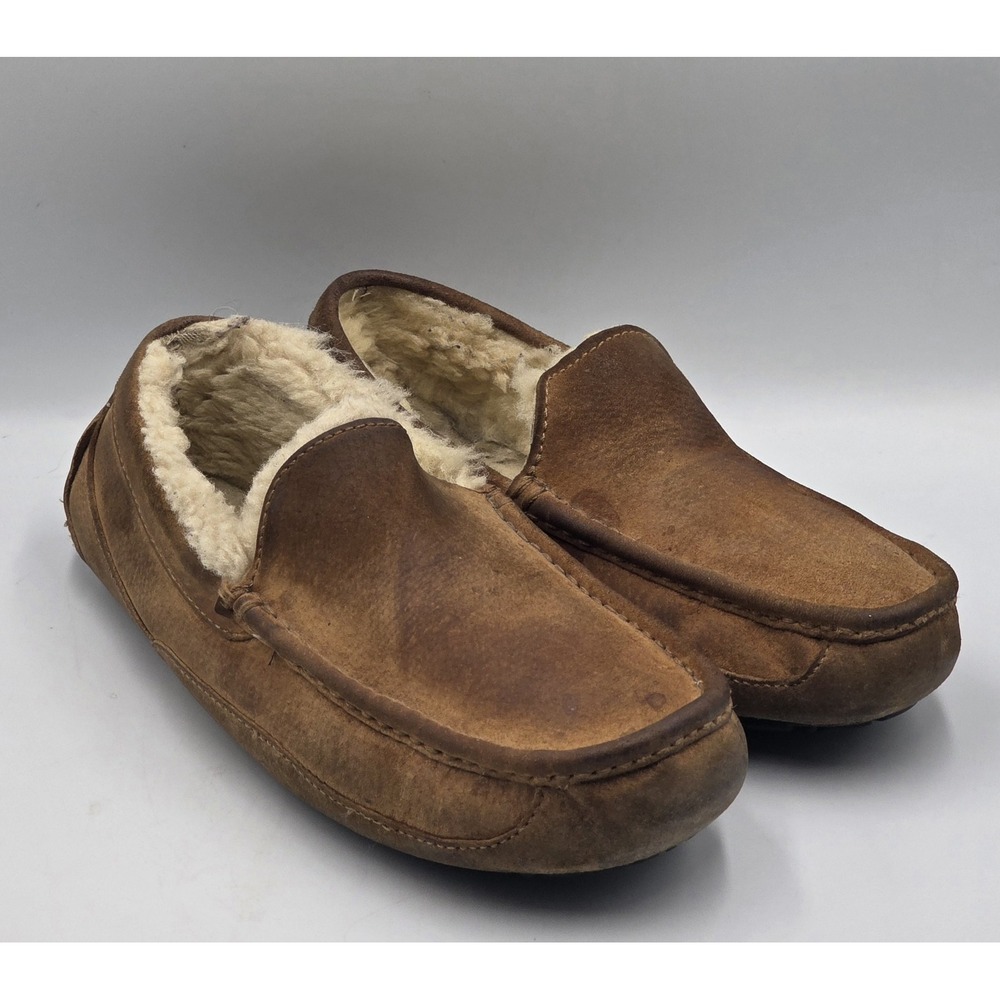UGG Mens Ascot 5775 Brown Slip On Loafer Suede Moccasin Slipper Size 8